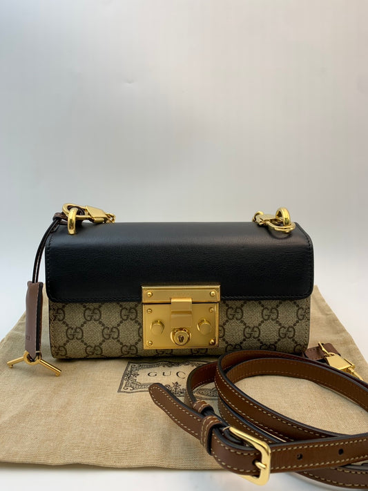 GUCCI Padlock GG Supreme キャンバス ベージュ/エボニー × ブラック
