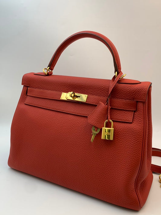 Hermès Kelly 35 Retourne トゴ ルージュH ゴールド金具 □P刻印