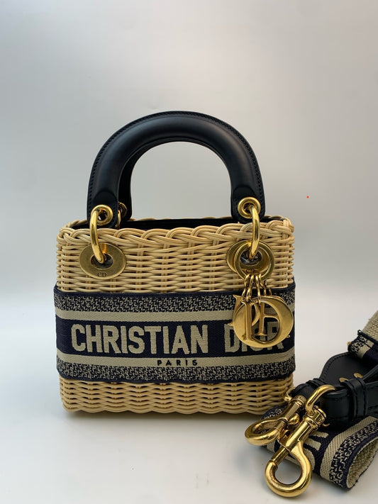 Dior Lady D-Lite Wicker スモール 2WAY ハンドバッグ SAランク