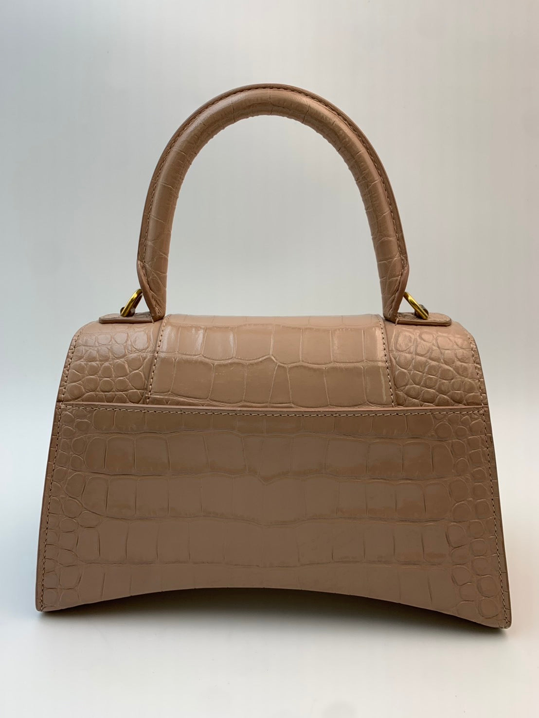 Balenciaga Hourglass Top Handle クロコ型押しレザー ベージュピンク