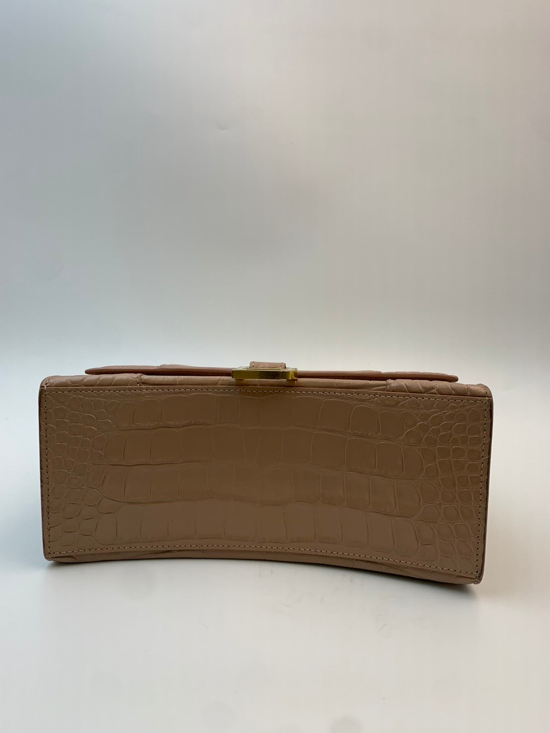 Balenciaga Hourglass Top Handle クロコ型押しレザー ベージュピンク