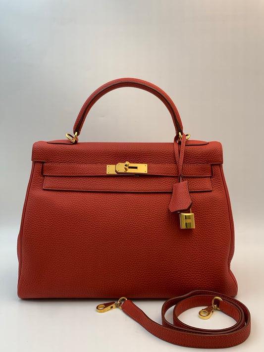 Hermès Kelly 35 Retourne トゴ ルージュH ゴールド金具 □P刻印