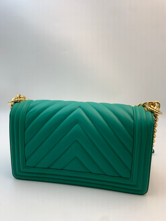 CHANEL Boy Chanel Medium フラップバッグ カーフスキン グリーン